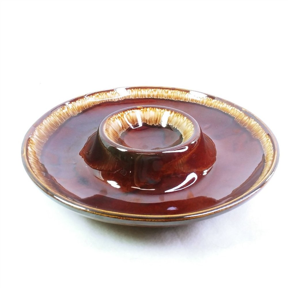 Chip Dip Vegetable Bowl Kathy Kale USA Pottery Chocolate Brown Vintage 11.5" Dia - Picture 8 of 8